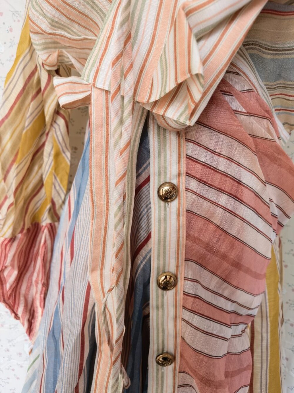 ZIMMERMANN Rebellion patchwork striped linen and silk-blend voile midi wrap dres - Picture 8 of 14